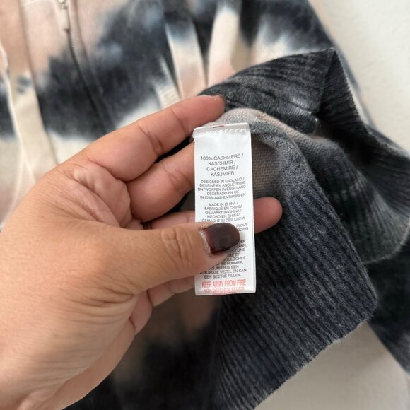 Crush Tie Dye Cashmere Rio Crop Pink Blue Full Zip Hoodie Sweater Womens Size 4 - Picture 5 of 6